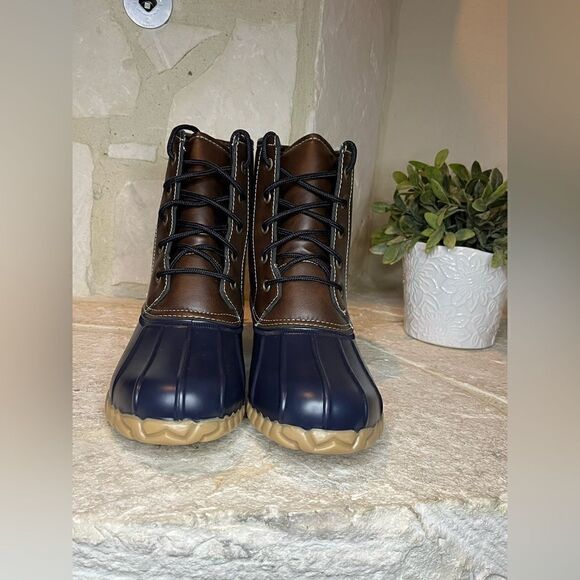 St John’s Bay Rollands navy/brown duck boots sz 11 - Picture 4 of 9